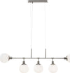 Lampadario-Sospensione-Erich-Metallo-Nichel-5-Luci-E-Diffusori-Bianchi