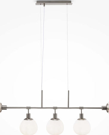 Lampadario-Sospensione-Erich-Metallo-Nichel-5-Luci-E-Diffusori-Bianchi