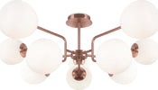 Lampadario-Sospensione-Erich-Metallo-Oro-Rosa-10-Luci-E-Diffusori-Bianchi