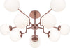 Lampadario-Sospensione-Erich-Metallo-Oro-Rosa-10-Luci-E-Diffusori-Bianchi