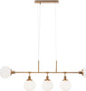Lampadario-Sospensione-Erich-Metallo-Oro-Rosa-5-Luci-E-Diffusori-Bianchi