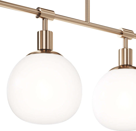 Lampadario-Sospensione-Erich-Metallo-Oro-Rosa-5-Luci-E-Diffusori-Bianchi