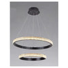 Lampadario Sospensione Led 60 W 2 Cerchi Anelli Cristallo Telecomando Nero 31968