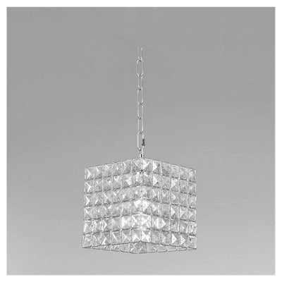 Lampadario Sospeso Cubo Con Cristalli Lampada Luce E27 Argento Quadrato 32323