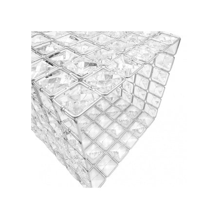 Lampadario Sospeso Cubo Con Cristalli Lampada Luce E27 Argento Quadrato 32323