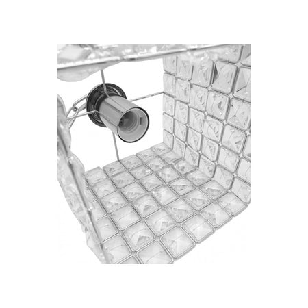 Lampadario Sospeso Cubo Con Cristalli Lampada Luce E27 Argento Quadrato 32323