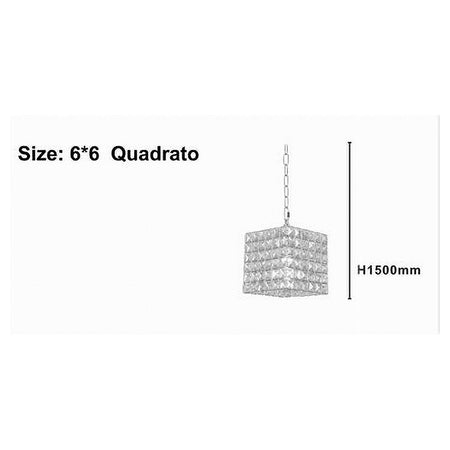 Lampadario Sospeso Cubo Con Cristalli Lampada Luce E27 Argento Quadrato 32323