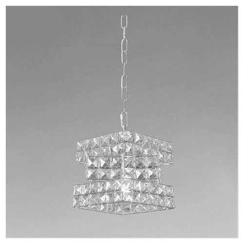 Lampadario Sospeso Cubo Intrecciato Con Cristalli Lampada Luce E27 Argento 32408