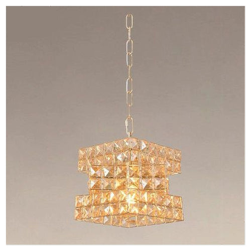 Lampadario Sospeso Cubo Intrecciato Con Cristalli Lampada Luce E27 Oro 32385