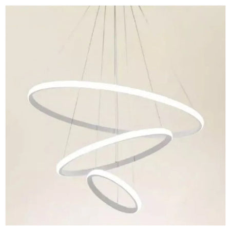 Lampadario Sospeso Led 100w 3 Cerchi Pendente Anelli Bianco Luce 4000k Moderno 50262