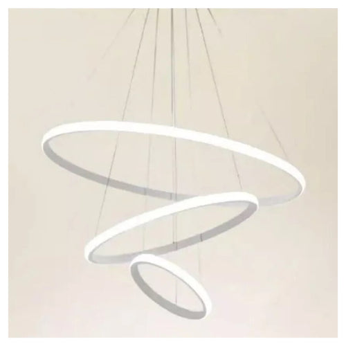 Lampadario Sospeso Led 100w 3 Cerchi Pendente Anelli Bianco Luce 4000k Moderno 50262