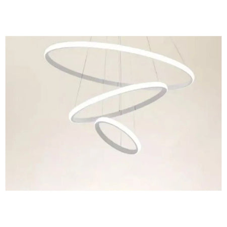 Lampadario Sospeso Led 100w 3 Cerchi Pendente Anelli Bianco Luce 4000k Moderno 50262