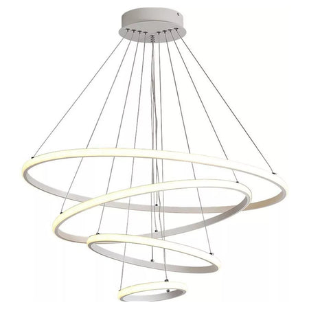 Lampadario Sospeso Led 120w 4 Cerchi Pendente Rotondo Anelli Bianco Luce 6500k 50316