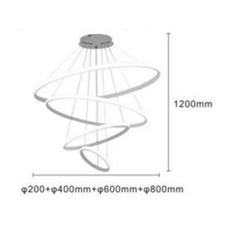 Lampadario Sospeso Led 120w 4 Cerchi Pendente Rotondo Anelli Bianco Luce 6500k 50316