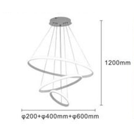 Lampadario Sospeso Led 72w 3 Cerchi Pendente Rotondo Anelli Bianco Luce 4000k 50255