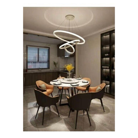 Lampadario Sospeso Led 72w 3 Cerchi Pendente Rotondo Anelli Bianco Luce 4000k 50255
