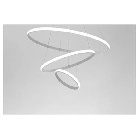 Lampadario Sospeso Led 72w 3 Cerchi Pendente Rotondo Anelli Bianco Luce 6500k 50293