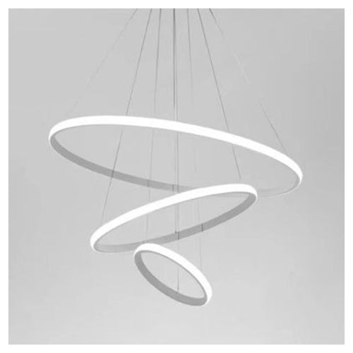 Lampadario Sospeso Led 72w 3 Cerchi Pendente Rotondo Anelli Bianco Luce 6500k 50293