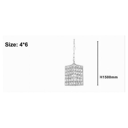 Lampadario Sospeso Rettangolare Con Cristalli Lampada Luce E27 Argento 32330