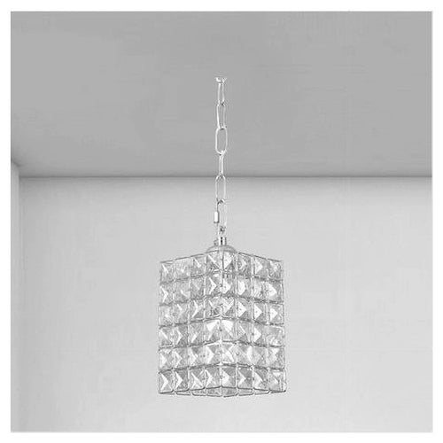 Lampadario Sospeso Rettangolare Con Cristalli Lampada Luce E27 Argento 32330