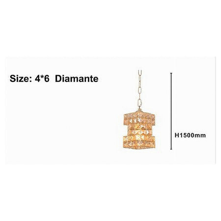 Lampadario Sospeso Rettangolare Intrecciato Con Cristalli Luce E27 Oro 32392