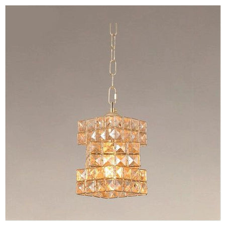 Lampadario Sospeso Rettangolare Intrecciato Con Cristalli Luce E27 Oro 32392
