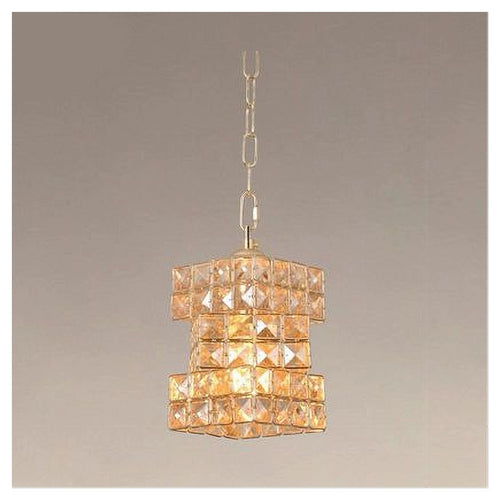 Lampadario Sospeso Rettangolare Intrecciato Con Cristalli Luce E27 Oro 32392