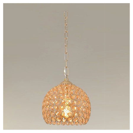 Lampadario Sospeso Tondo Cupola Lampada Mezza Sfera Cristalli Luce E27 Oro 32354