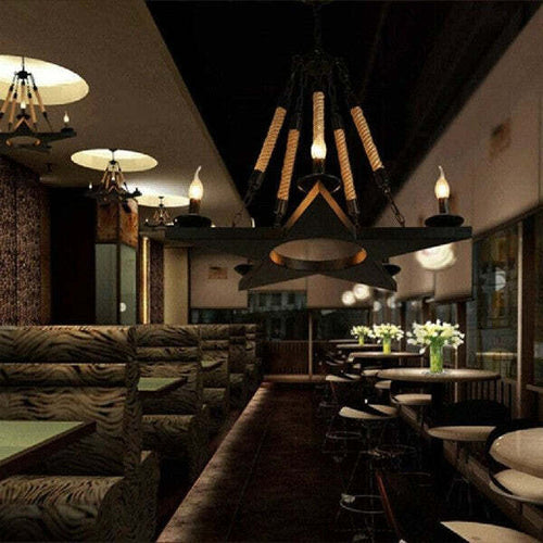 Lampadario-Stile-Industriale-A-Forma-Di-Stella-Corda-Di-Canapa-Metallo-E14-A39-5