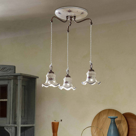 Lampadario-Tondo-Classico-Chieti-Metallo-E-Ceramica-Nero-Sfumato-Rame-3-Luci-E14