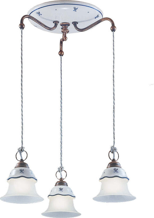 Lampadario-Tondo-Classico-Ferrara-Metallo-Ceramica-Nero-Sfumato-Rame-3-Luci-E14