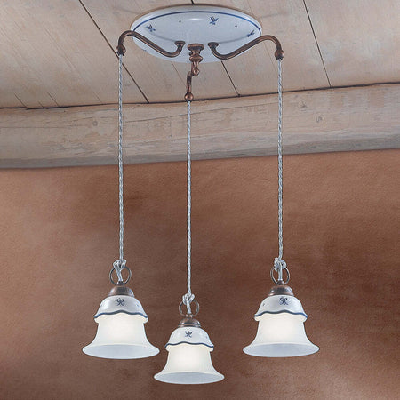 Lampadario-Tondo-Classico-Ferrara-Metallo-Ceramica-Nero-Sfumato-Rame-3-Luci-E14