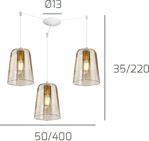 Lampadario-Top-Light-SHADED-1164BI-S3-S-AM-E27-LED-vetro-ambra-lampada-soffitto-moderna