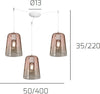Lampadario-Top-Light-SHADED-1164BI-S3-S-RA-E27-LED-vetro-rame-lampada-soffitto-moderna