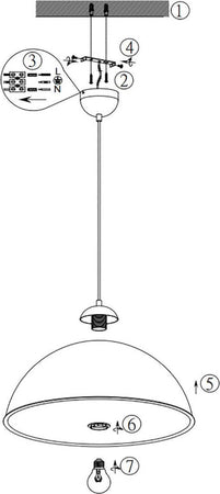 Lampadario-Trio-Lighting-ROMINO-II-E27-LED-50CM-metallo-nero-oro-sospensione-cupola-moderna-classica-interno