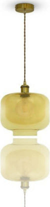 Lampadario-Vetro-Ambra-Metallo-Porta-Lampada-V3740-Sospensione-Moderno-25x28x118
