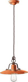 Lampadario-Vintage-Country-Ferro-E-Ceramica-Arancio-1-Luce-E27-30Cm