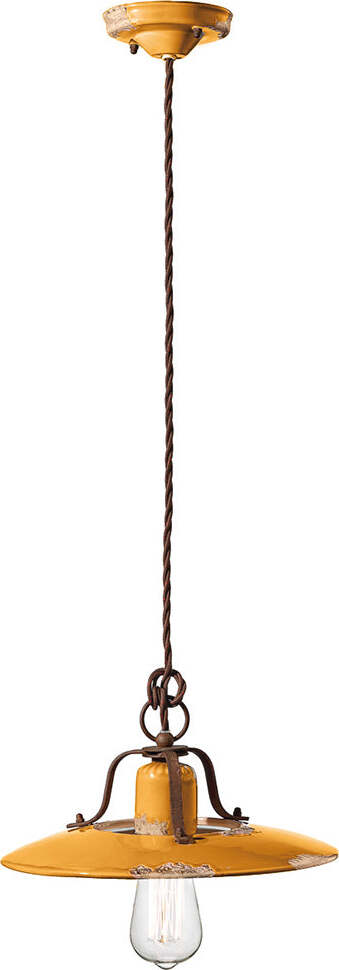 Lampadario-Vintage-Country-Ferro-E-Ceramica-Giallo-1-Luce-E27-30Cm