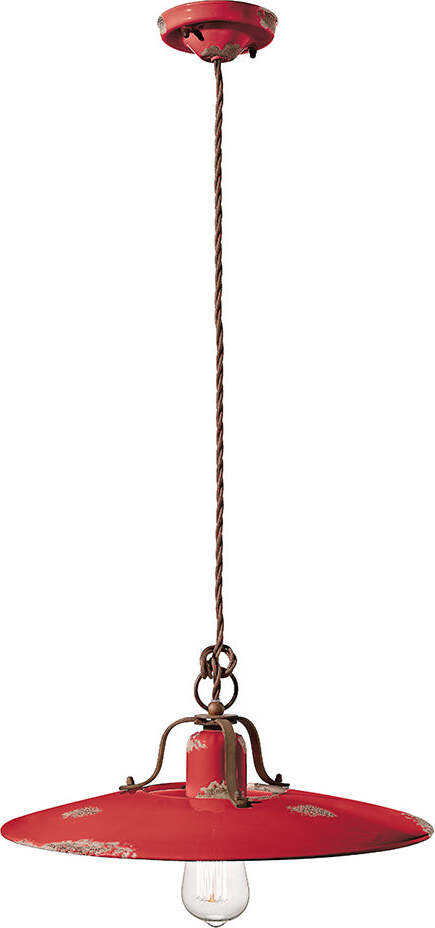 Lampadario-Vintage-Country-Ferro-E-Ceramica-Rosso-1-Luce-E27