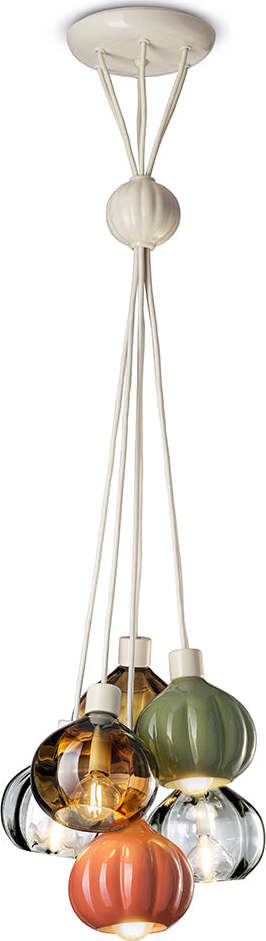 Lampadario-Vintage-Decò-Afoxe'-Alluminio-Ceramica-Vetro-Mix-1-Luce-E14