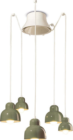 Lampadario-Vintage-Decò-Berimbau-Ceramica-Verde-Salvia-3-Luci-E27