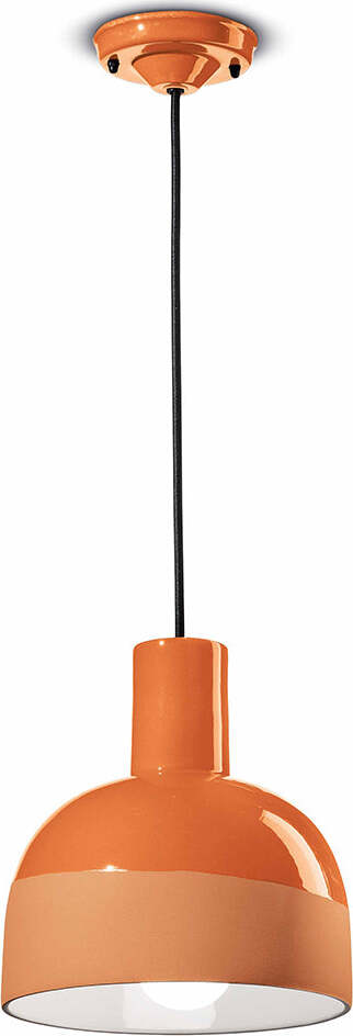 Lampadario-Vintage-Decò-Caxixi-Ceramica-Arancio-Pesca-1-Luce-E27