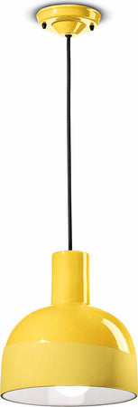 Lampadario-Vintage-Decò-Caxixi-Ceramica-Giallo-Limone-1-Luce-E27