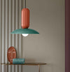 Lampadario-Vintage-Decò-Pau-Ceramica-Turchese-E-Arancio-Pokè-1-Luce-E27