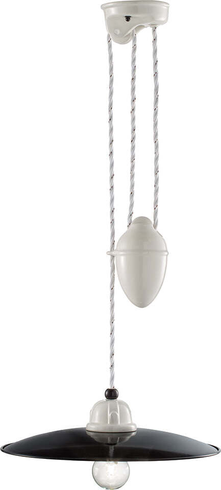 Lampadario-Vintage-Saliscendi-B&W-Metallo-Smaltato-Nero-E-Bianco-1-Luce-E27-30Cm