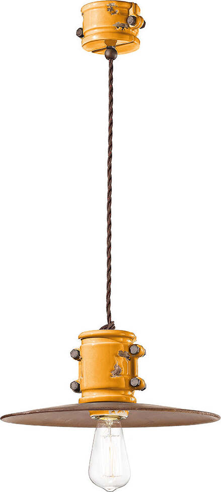 Lampadario-Vintage-Urban-Ferro-E-Ceramica-Giallo-1-Luce-E27-40Cm