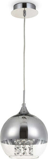 Lampadaro-Contemporaneo-Fermi-Metallo-Nichel-1-Luce-Diffusore-Vetro-Trasparente