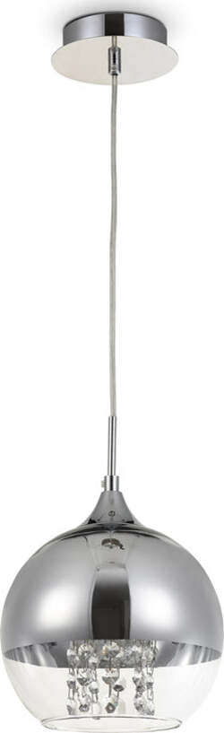 Lampadaro-Contemporaneo-Fermi-Metallo-Nichel-1-Luce-Diffusore-Vetro-Trasparente