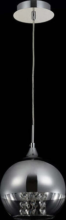 Lampadaro-Contemporaneo-Fermi-Metallo-Nichel-1-Luce-Diffusore-Vetro-Trasparente