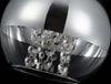 Lampadaro-Contemporaneo-Fermi-Metallo-Nichel-1-Luce-Diffusore-Vetro-Trasparente